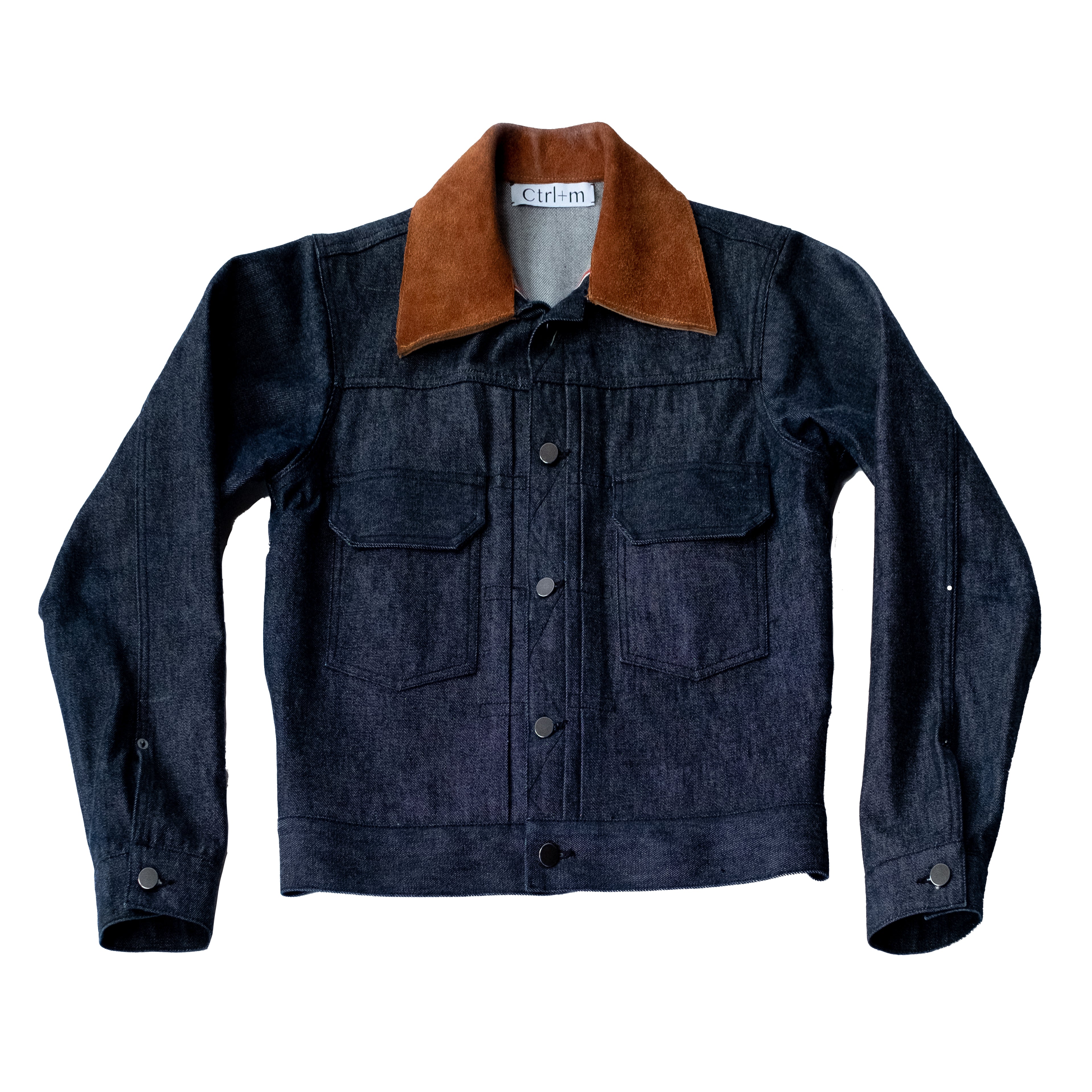 Mens Marlboro Classics Beige Denim Jacket with leather collar & tartan wool  lining XXL